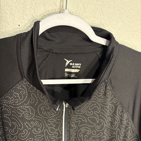 Old Navy Active Plus 4x Black Grey Patterned Thin 1/4 Zip Jacket - Picture 3 of 8